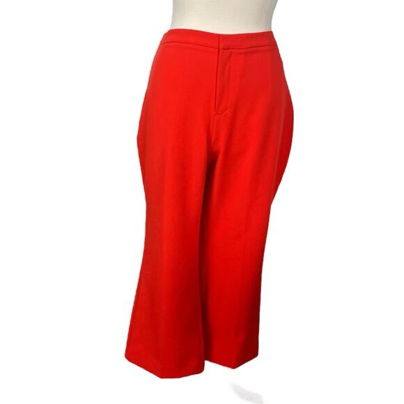 Nine West Pants Kick Flare High Rise Crop Poppy Red Trouser Women’s Plus Size 18 - Picture 1 of 13